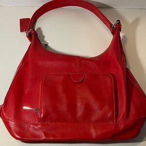 Red Danier Leather Shoulder Bag